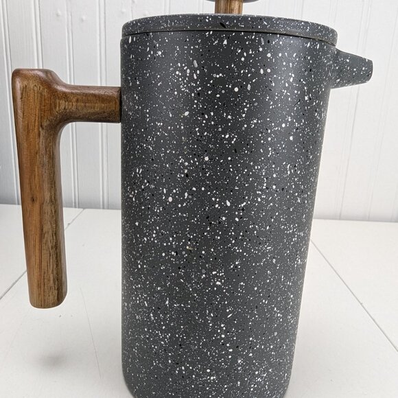 Poliviar 7379 French Press Coffee Maker Wood Handle Gray Paint Splatter Pattern - Picture 4 of 11